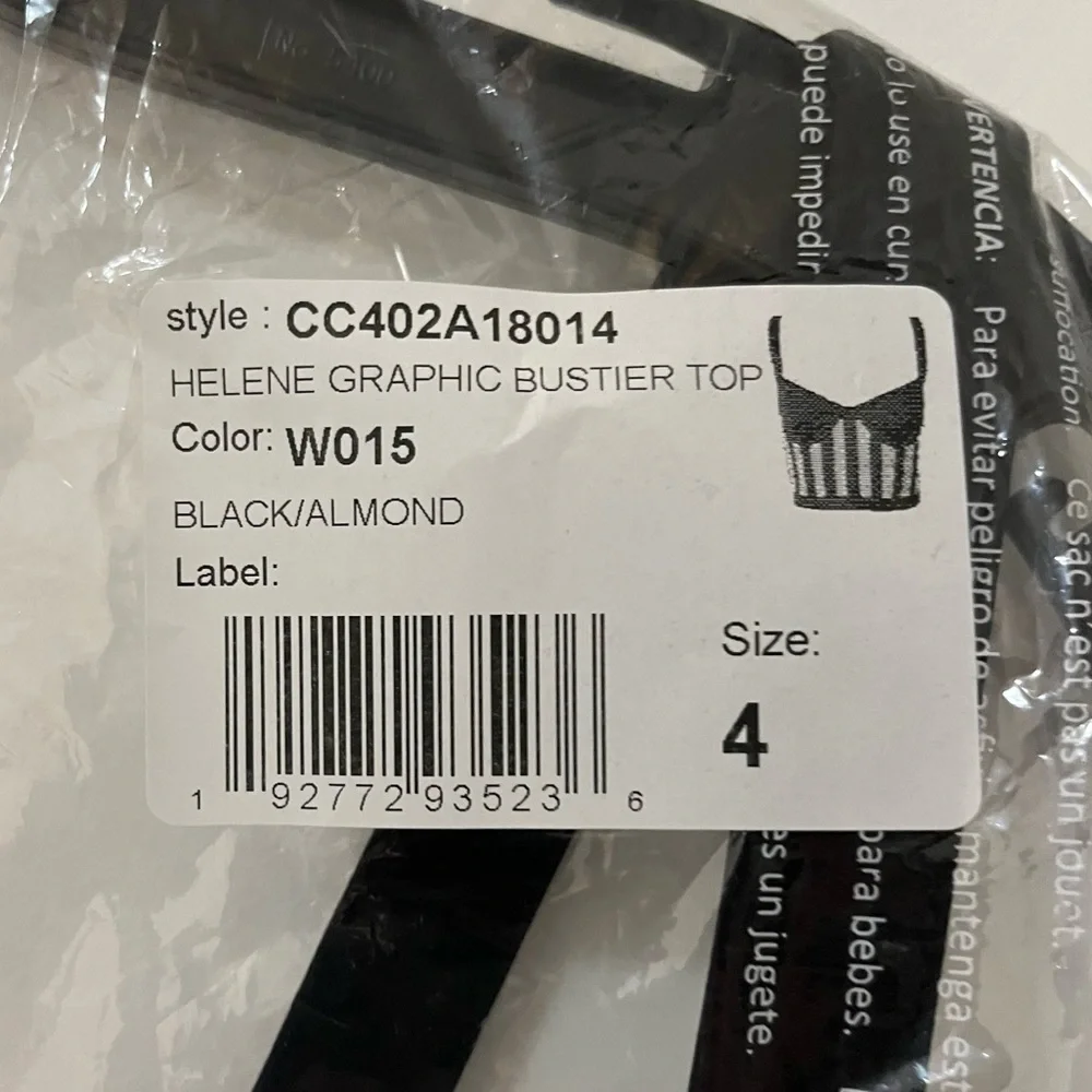 Alice + Olivia Helene Striped Bustier Top in Black/Almond - Picture 8 of 9